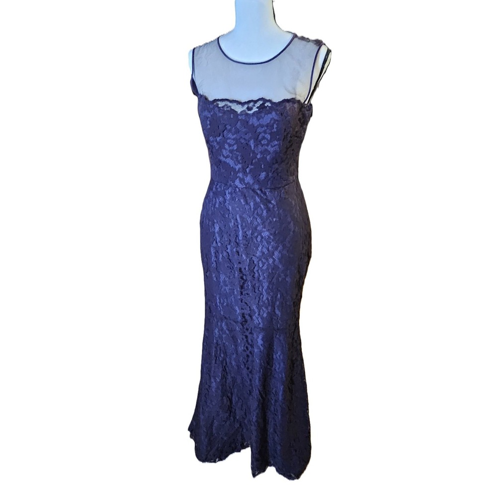 Amsale Raisin Lace Overlay/Sheer Womens Long Formal Dress SZ 6,Prom,Wedding,HOCO